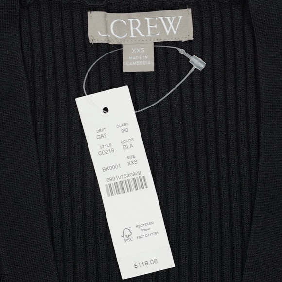 New JCREW Size XXS V-Neck Cardigan Sweater TENCEL Lyocell Blend Black $118 CD219 - Picture 3 of 3